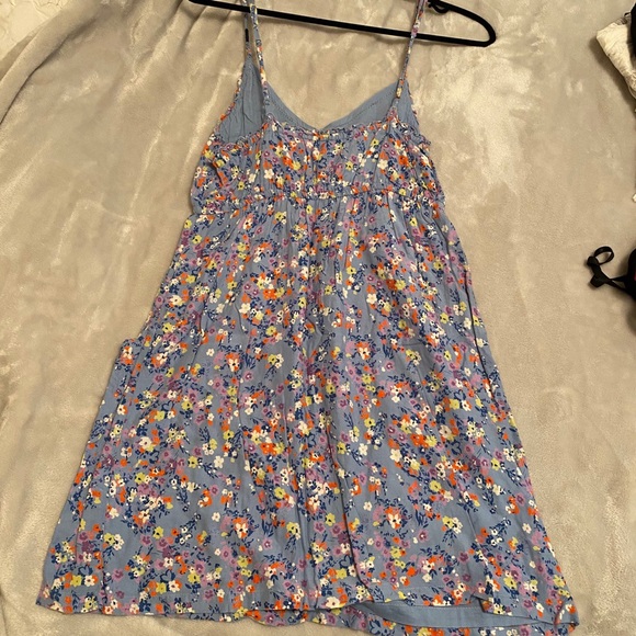 Baby blue floral summer dress mini flower print - Picture 3 of 4